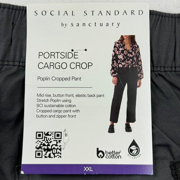 Social Standard By Sanctuary Women's Portside Grey Cargo Crop Pants Size XXL NWT - Picture 5 of 12